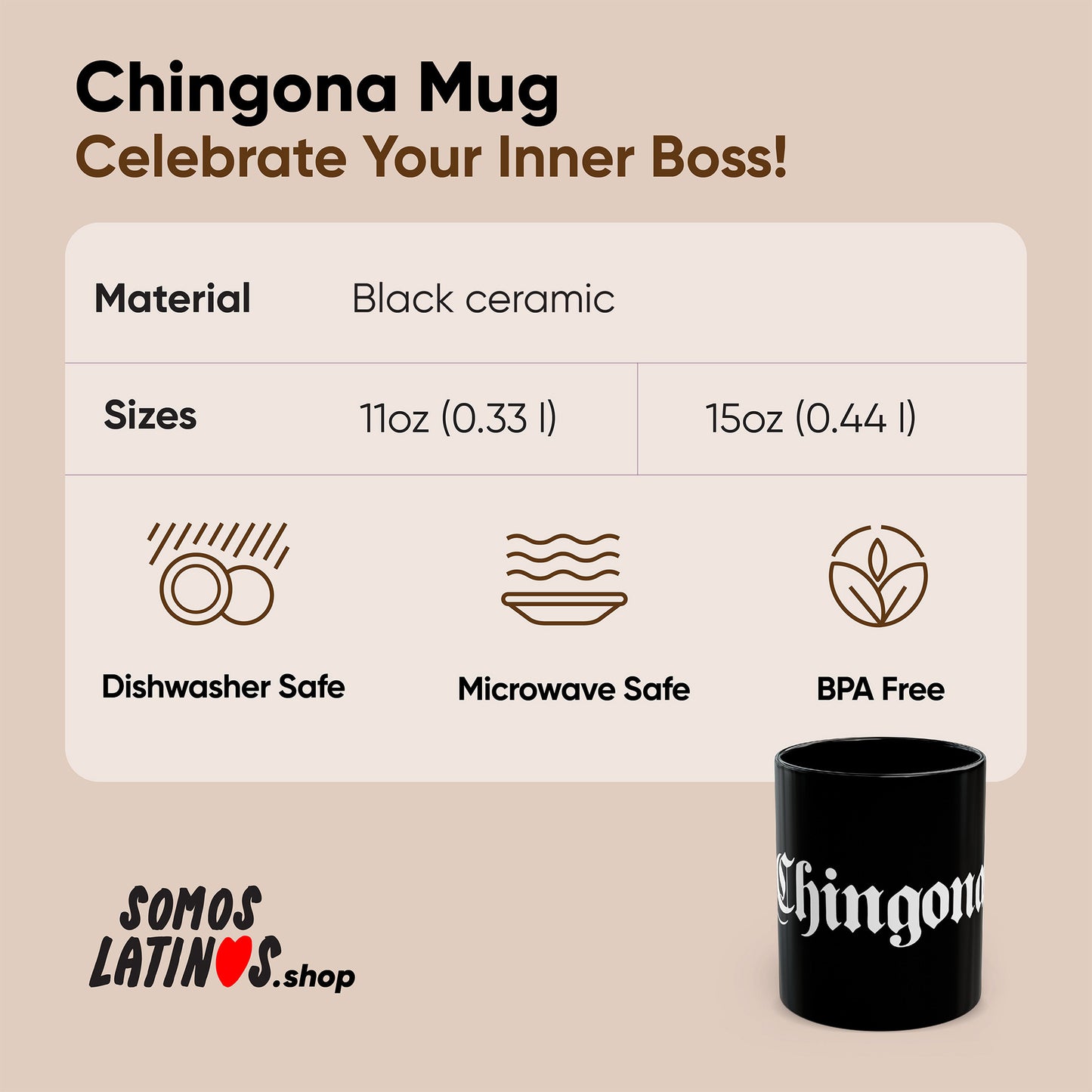 Chingona Coffee Mug Black Specs