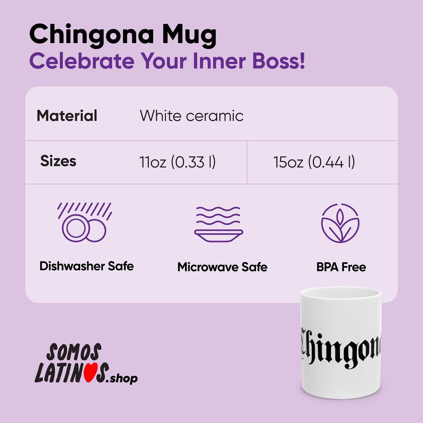 Chingona Coffee Mug White Specs