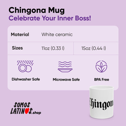 Chingona White Ceramic Coffee Mug