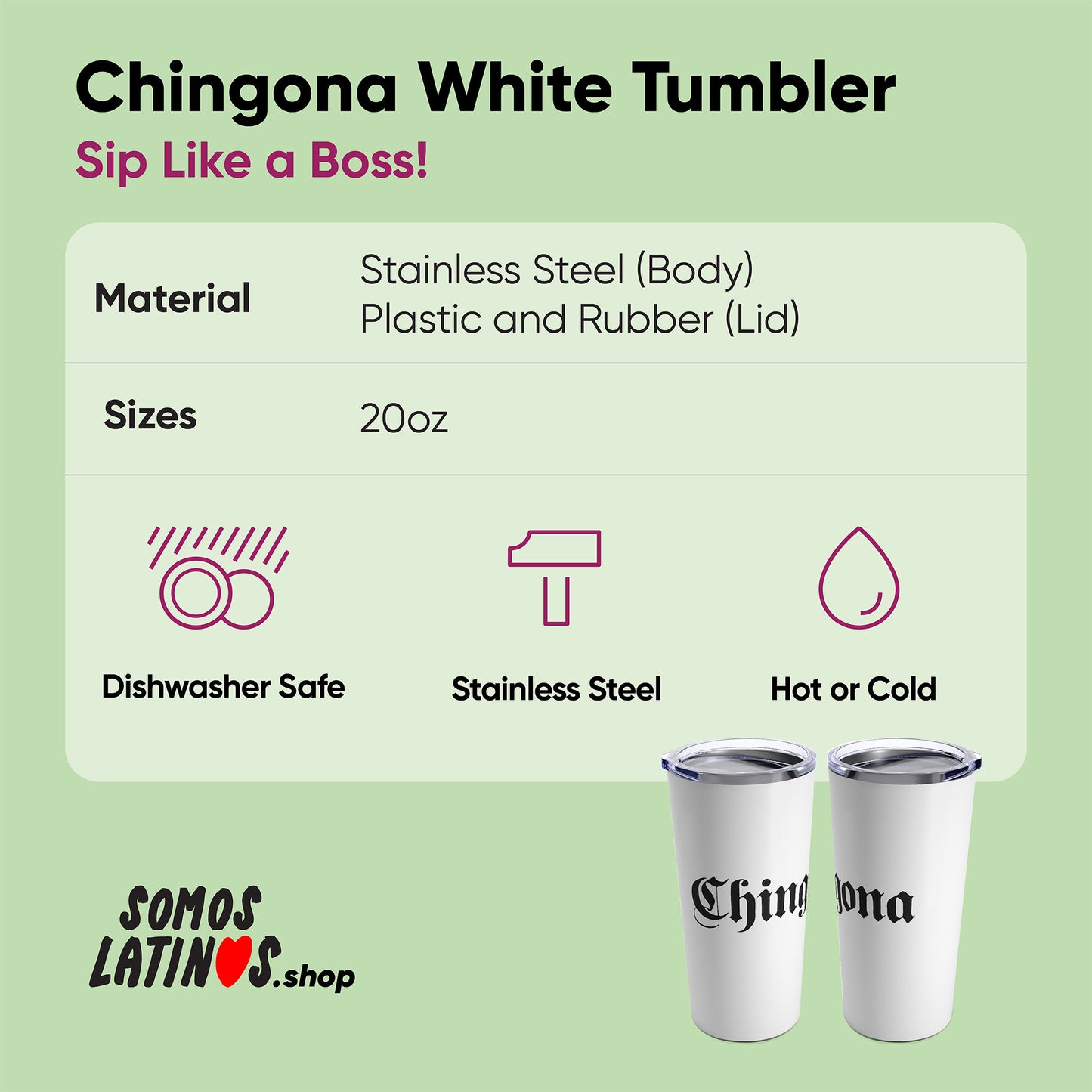 Chingona White Tumbler