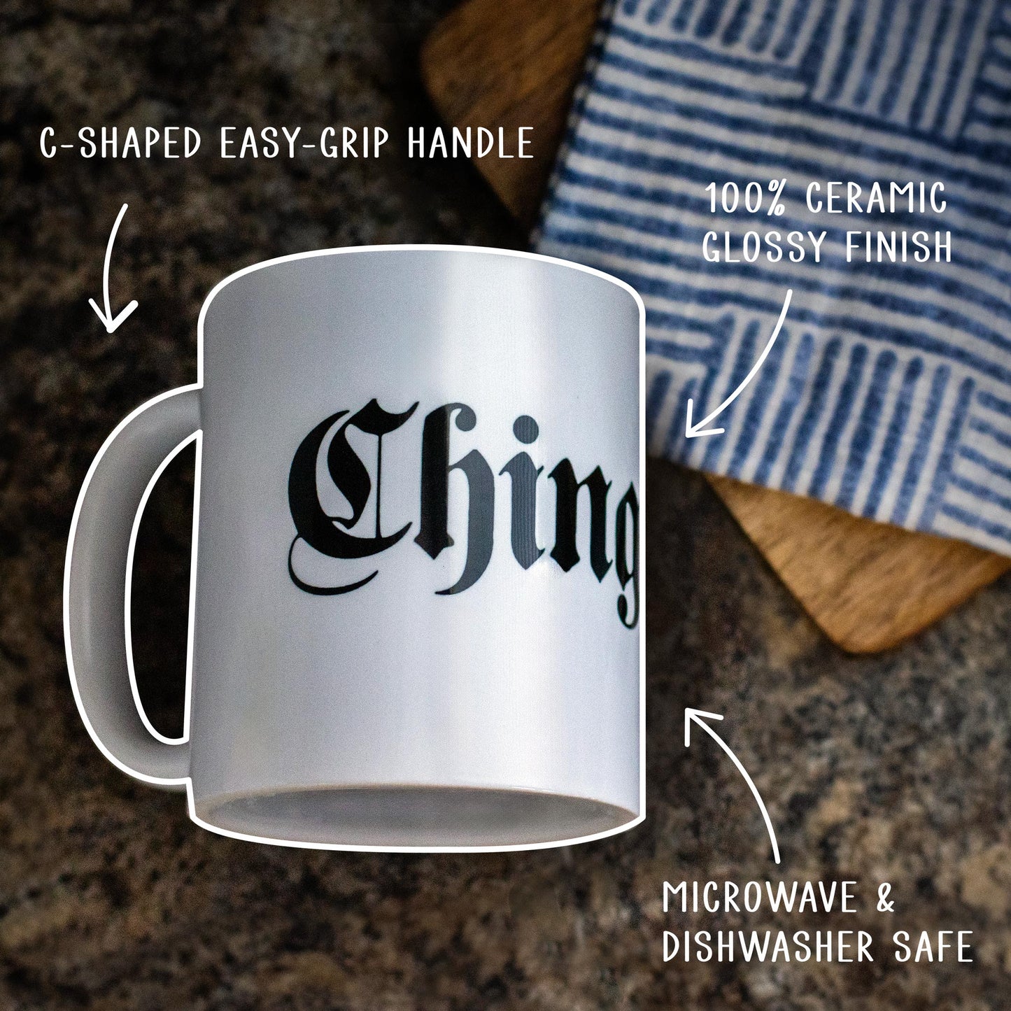 Chingona White Ceramic Coffee Mug